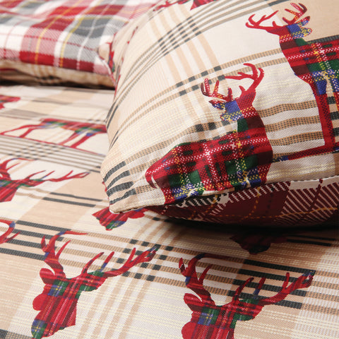 Stag Tartan 100% Cotton Reversible Duvet Cover Set