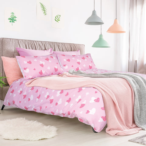 Hearts Pink 100% Cotton Toddler Duvet Set