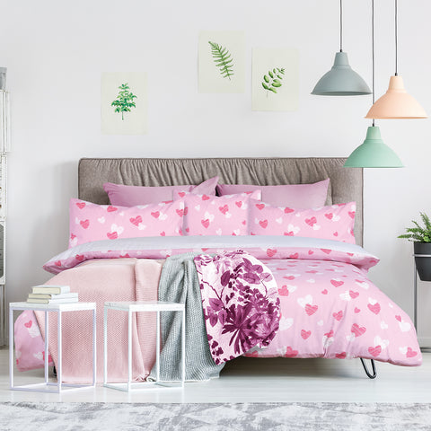 Hearts Pink 100% Cotton Toddler Duvet Set