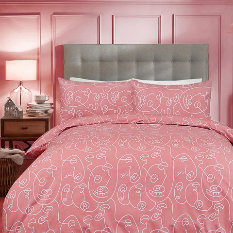 Abstract Face Rose Smoke Duvet Cover Set