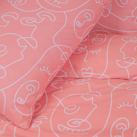 Abstract Face Rose Smoke Duvet Cover Set