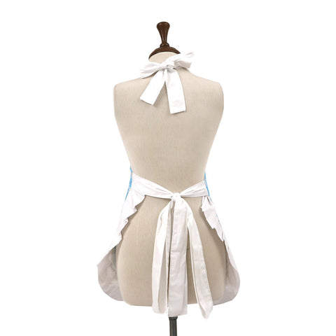 Aqua Fish Blue 100% Cotton Ladies 1 Pack Frill Bib Apron