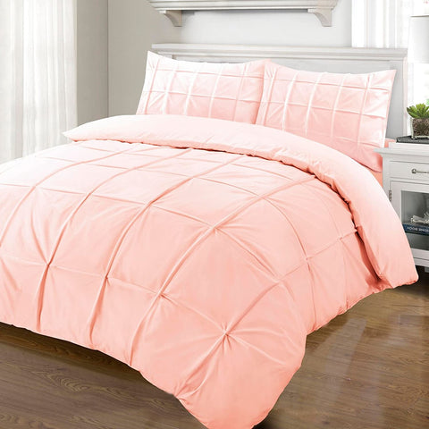 Cartier Blush 100% Cotton 200 Thread Percale Pintuck Soft Duvet Cover Set