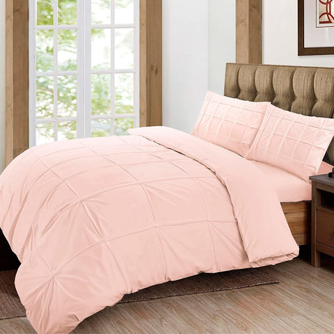 Cartier Blush 100% Cotton 200 Thread Percale Pintuck Soft Duvet Cover Set