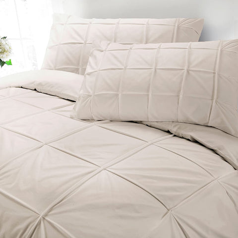 Cartier Stone 100% Cotton 200 Thread Percale Pintuck Soft Duvet Cover Set