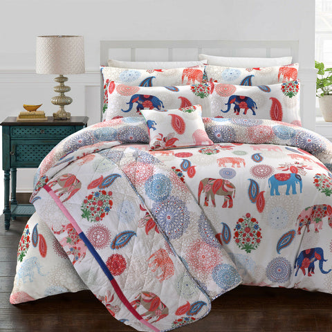 Elephant 100% Cotton Quilted Bedspread