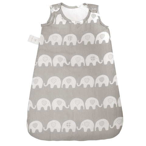 Elephant Grey 100% Cotton Quilted Baby Sleeping Bag