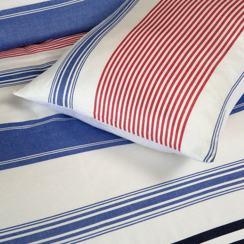 Eli Luxury Woven Stripe Blue Soft 100% Cotton Duvet Cover Set