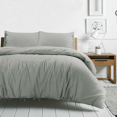 Jake Grey Luxury Bowknot Duvet Cover Set