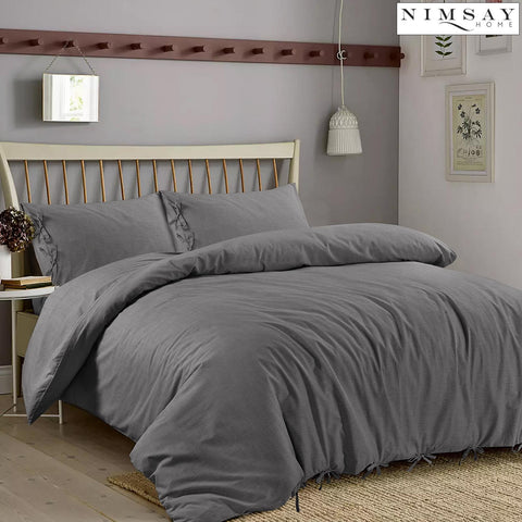Jake Charcoal Luxury Bowknot Duvet Cover Set