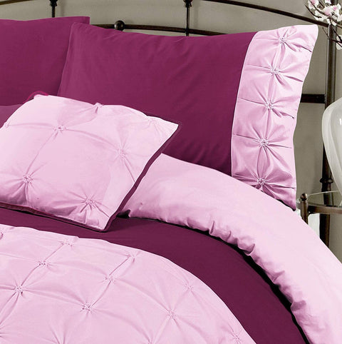 Jones Confection Embellished Pintuck Plum Pink Duvet Cover Set