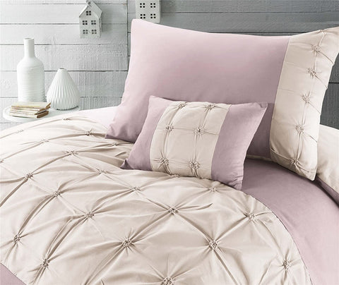 Jones Confection Embellished Pintuck Rose Oyster Duvet Cover Set