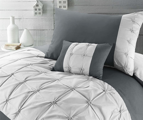 Jones Confection Embellished Pintuck Slate Dove Duvet Cover Set