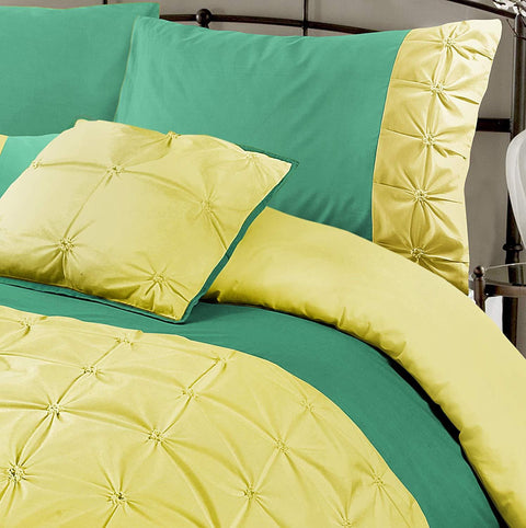 Jones Confection Embellished Pintuck Viridis Celery Duvet Cover Set