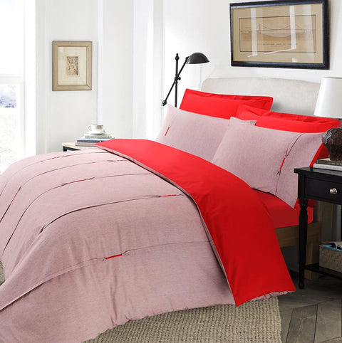 Lambert Embellished Embroidered Stitch Pleat Fil-a-fil Weave Duvet Cover Set