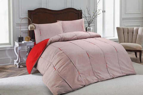 Lambert Embellished Embroidered Stitch Pleat Fil-a-fil Weave Duvet Cover Set