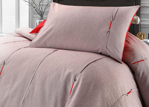 Lambert Embellished Embroidered Stitch Pleat Fil-a-fil Weave Duvet Cover Set