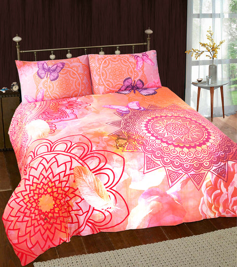 MAYA Boho Bird Butterflies Mandala Duvet Cover Set