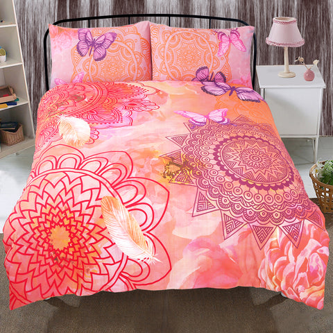 MAYA Boho Bird Butterflies Mandala Duvet Cover Set