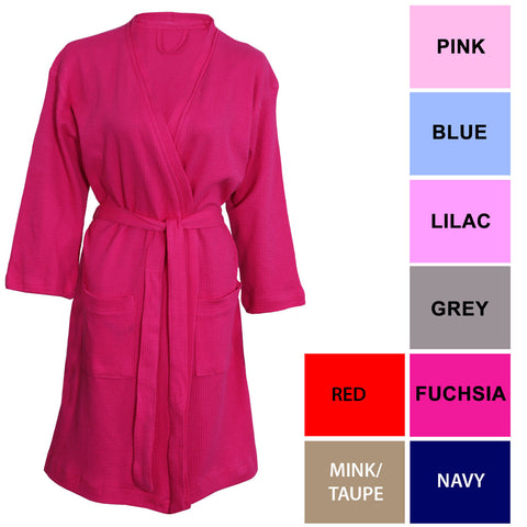 Women Jersey Waffle 100% Cotton Pink Dressing Gown