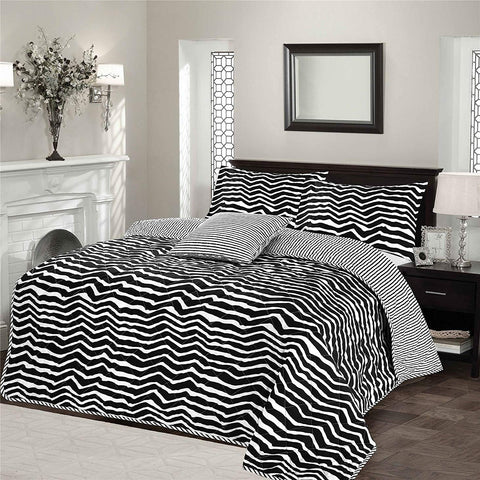 Alex Zebra Stripe Black and White Quilted Bedspread