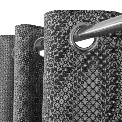 Christian Grey Geometric Eyelet Curtains Set