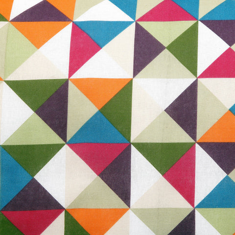 Diamond Geometric Multicoloured 100% Cotton Eyelet Curtain Pair