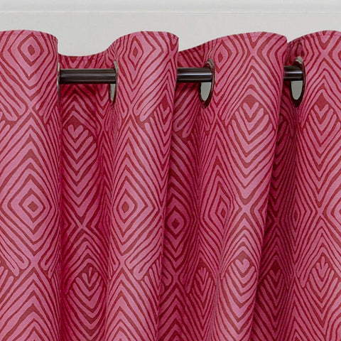 Pink Geo Textured Eyelet Curtains Set
