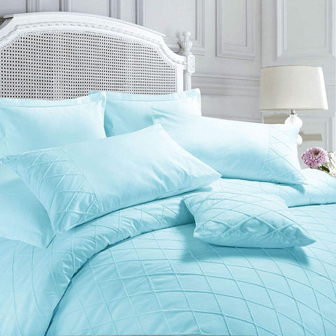 Jacob Blue Pintuck TC144 Duvet Cover Set