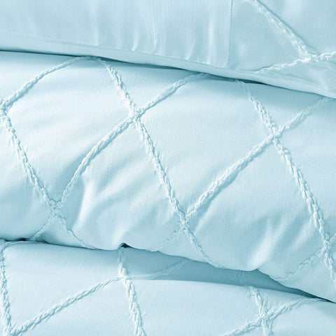 Jacob Blue Pintuck TC144 Duvet Cover Set