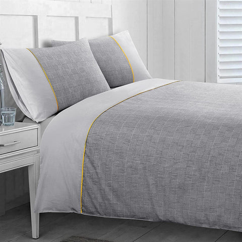 Manhattan Checked 100% Cotton Duvet Cover Set