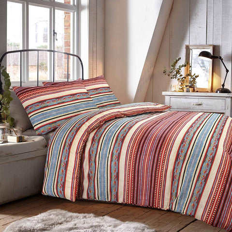 Multi Stripes Bohemian Multicoloured 100% Cotton TC124 Duvet Cover Set