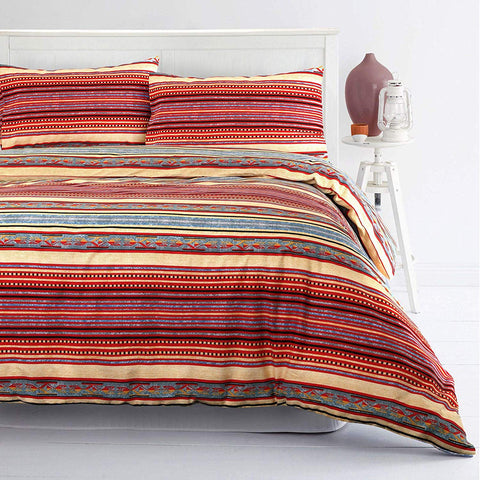 Multi Stripes Bohemian Multicoloured 100% Cotton TC124 Duvet Cover Set