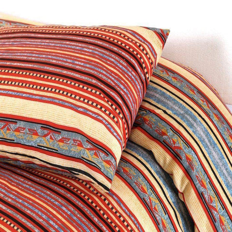 Multi Stripes Bohemian Multicoloured 100% Cotton TC124 Duvet Cover Set