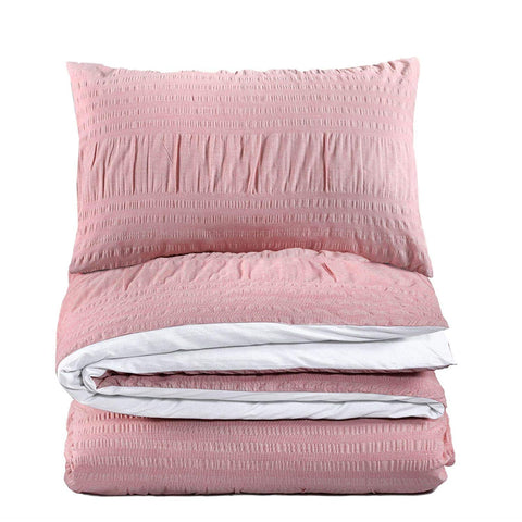 Serina Pink TC144 Non Iron Seersucker Duvet Cover Set