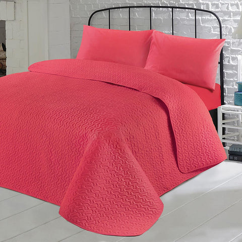 Plain Embroidered Embossed Quilted Bedspread