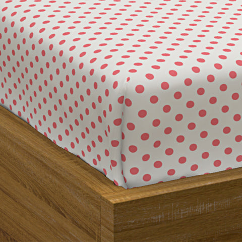 Polka Dot Pink 100% Cotton 4 Corner Elastic Fitted Sheet