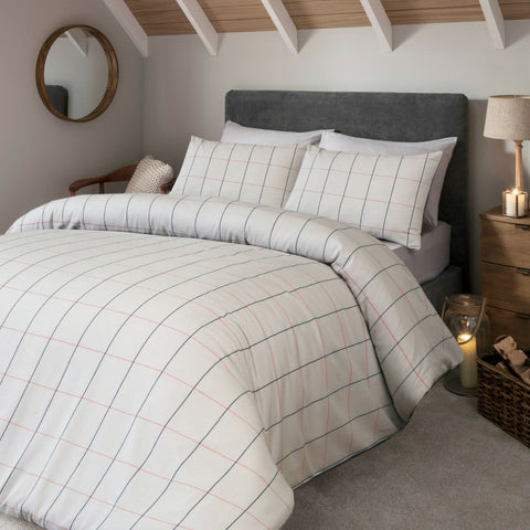 Noah Luxury Woven Check 100% Cotton Duvet Cover Set
