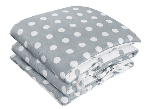 Polka Dot Grey 100% Cotton Cot Bumper