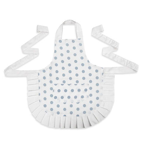 Polka Dot Grey 100% Cotton Ladies 1 Pack Frill Bib Apron