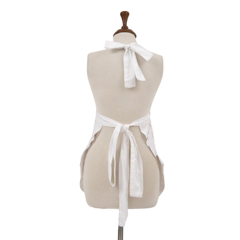 Polka Dot Pink 100% Cotton Ladies 1 Pack Frill Bib Apron