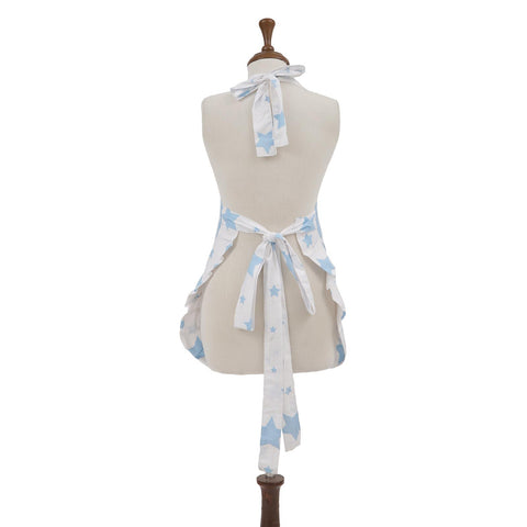 Stars Blue 100% Cotton Ladies 1 Pack Frill Bib Apron