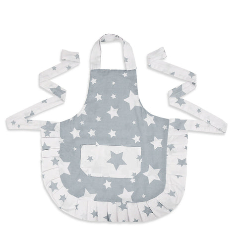 Stars Grey 100% Cotton Ladies 1 Pack Frill Bib Apron