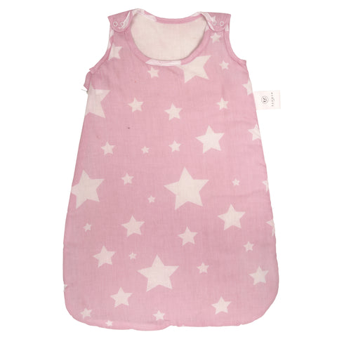 Stars Pink 100% Cotton Quilted Baby Sleeping Bag