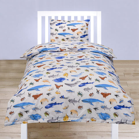 Fish Mulitcoloured Cotton Blend Toddlers Duvet Set (T01)