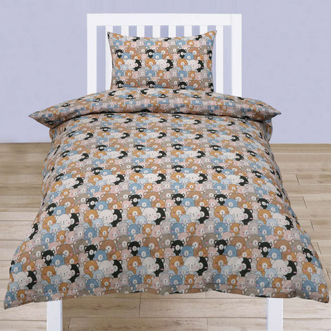 Teddy Bear Mulitcoloured Cotton Blend Toddler Duvet Set (T02)