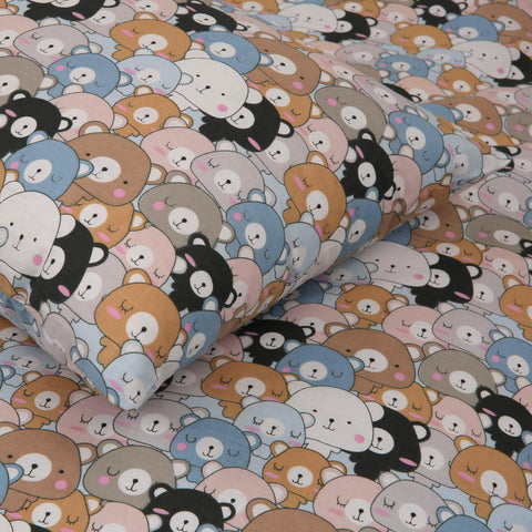 Teddy Bear Mulitcoloured Cotton Blend Toddler Duvet Set (T02)