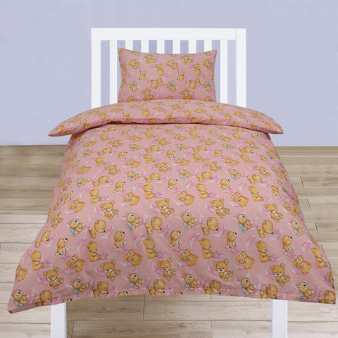 Teddy Bear Mulitcoloured Cotton Blend Toddler Duvet Set (T04)