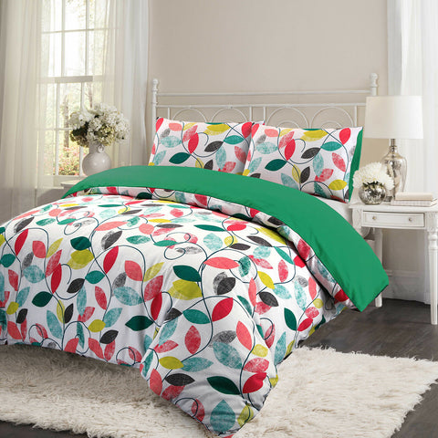 Retro Leaf 100% Brushed Cotton Duvet Cover Set