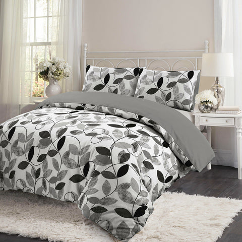 Retro Leaf 100% Brushed Cotton Duvet Cover Set